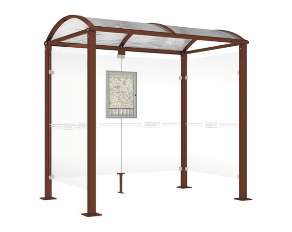 Procity Wartehalle Vierkantrohr - 2 Seitenverkleidungen, Farbe Rost Korken Effekt, Maße: Breite 2500 x Höhe 2560 x Tiefe 1600 mm, 529318.S025