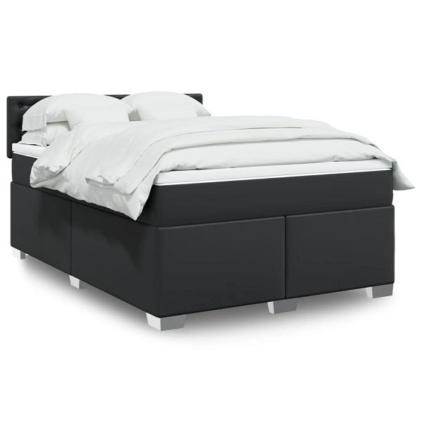 vidaXL Boxspringbett mit Matratze Schwarz 160x200 cm Kunstleder, 3286128
