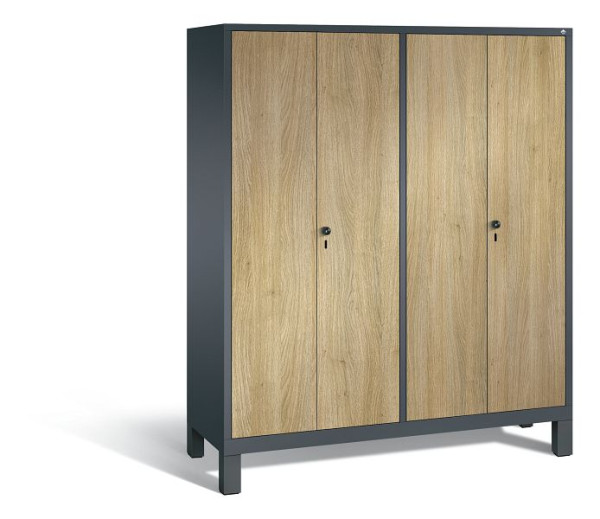 C+P Spind Evolo, 4 Abteile, H1850xB1590xT500 mm, Anthrazit/HPL Eiche, 48012-42 S10226