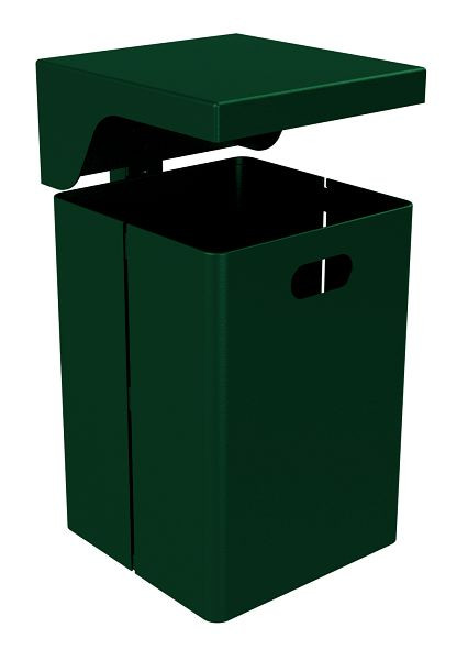 Schake Abfallbehälter -eckig- mit Dach, feuerverzinkt und beschichtet RAL 6005, ohne Standpfosten, 4036B