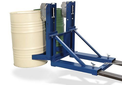DENIOS Fassgreifer SH 2 aus Stahl, lackiert, für 2 Fässer à 200 Liter, 115225