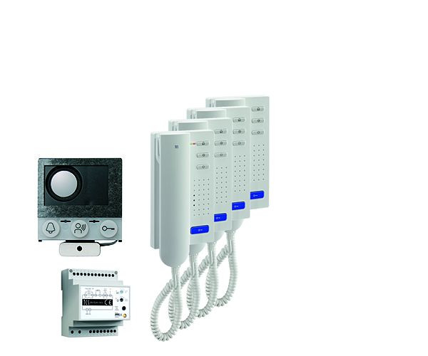 TCS audio:pack Einbau für 4 Wohneinheiten, mit Einbaulautsprecher ASI12000 + 4x Türtelefon ISH3030 + Steuergerät BVS20, PAIH040/004
