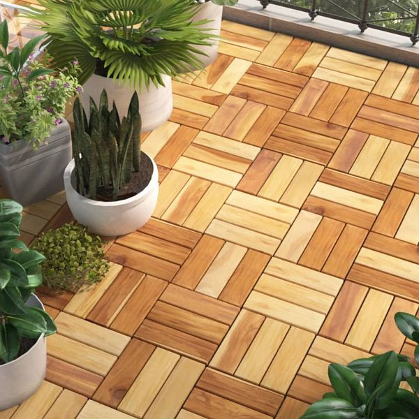 vidaXL Terrassenfliesen 30 Stück 30x30 cm Massivholz Teak, 3152105