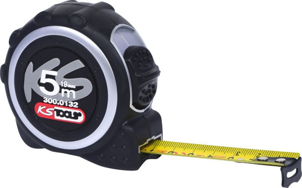KS Tools Bandmaß mit Feststeller, schwarz-grau, 5m, 19mm, 300.0132
