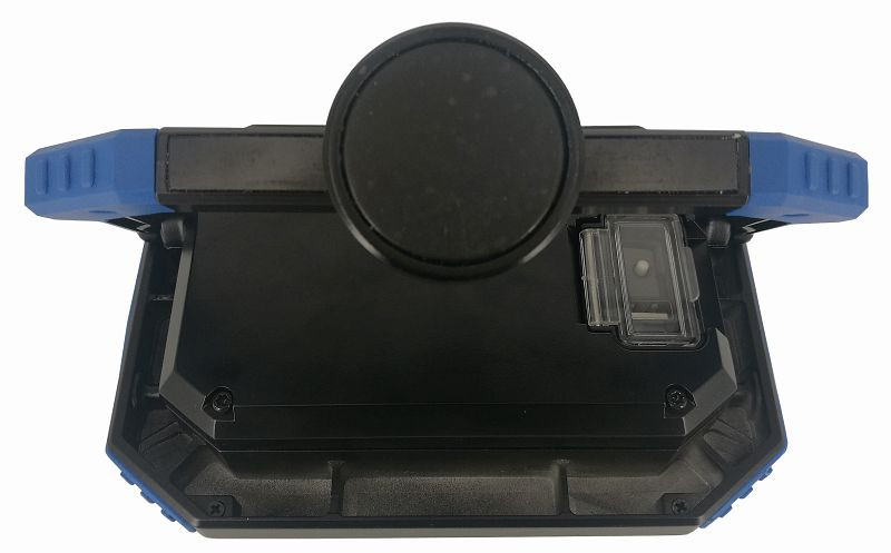 as-Schwabe Akku-LED-Strahler 20W „Acculine Flex“ Aludruckgussgehäuse mit Kantenschutz Schwarz/blau, Verstellbarer Bügel mit Magnet, 46361