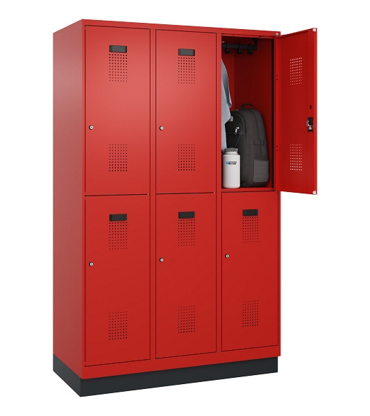 C+P Doppelstöckiger Spind Evolo PLUS, mit Sockel, 6 Fächer, 1950x1200x500mm, 302, Zylinderschloss, 049320-32 S10052