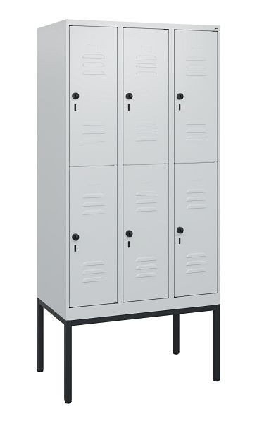 C+P Doppelstöckiger Spind Classic PLUS, Gestell, 3 Abteile, 1950x900x500mm, 7035/7035, Drehriegel, 0803305-30 S10009