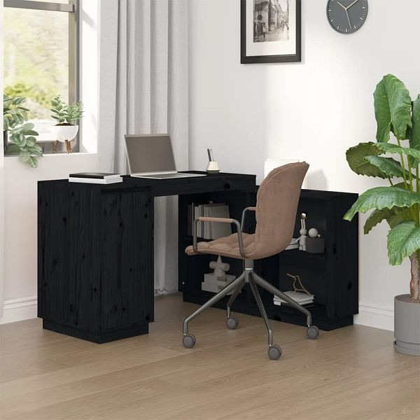 vidaXL Schreibtisch Schwarz 110x50x75 cm Massivholz Kiefer, 814508