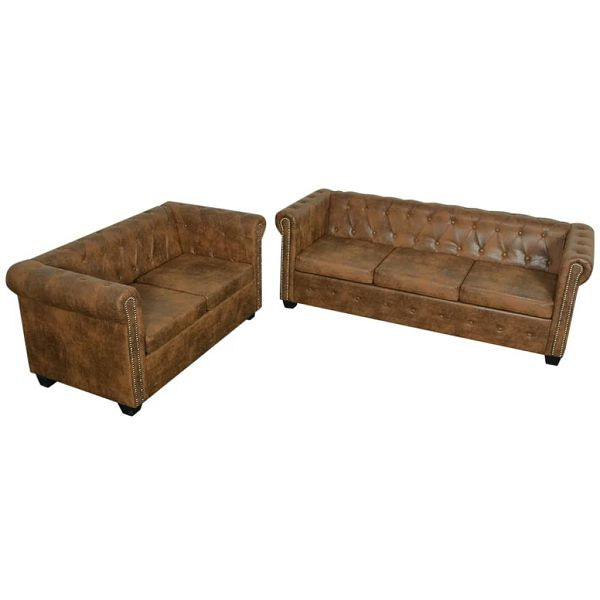 vidaXL Chesterfield-Sofas 2-Sitzer und 3-Sitzer Braun, 274322