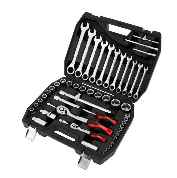 Airpress Werkzeugkoffer Steckschlüsselsatz 54-teilig mit Werkzeug aus Chrom-Vanadium, 75248