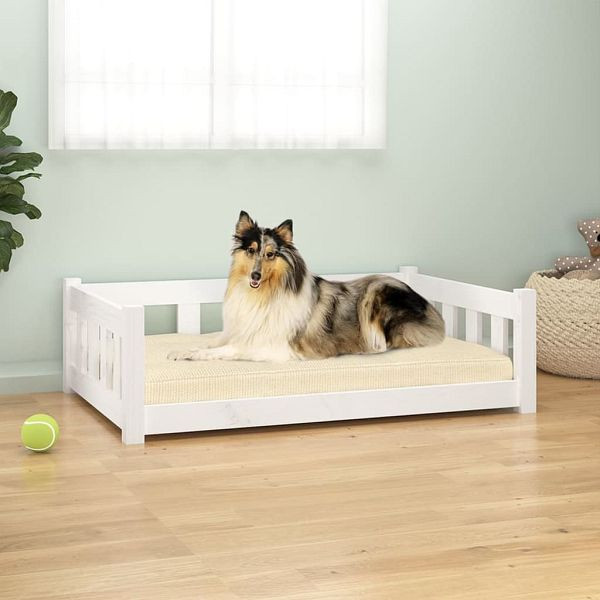 vidaXL Hundebett Weiß 95,5x65,5x28 cm Massivholz Kiefer, 833256