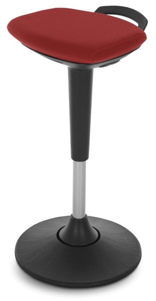 Deskin Stehhilfe SINA AL, Teller Standfuß schwarz, Säule alusilber/schwarz, Stoff Basic BB, rot, 294107