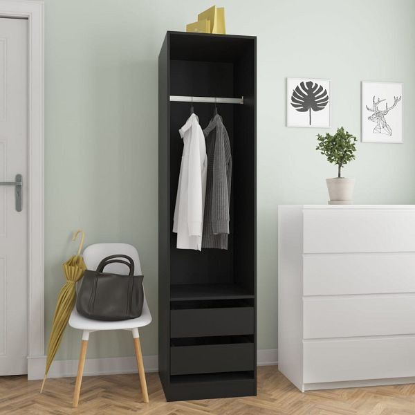 vidaXL Kleiderschrank mit Schubladen Schwarz 50x50x200cm Holzwerkstoff, 800613