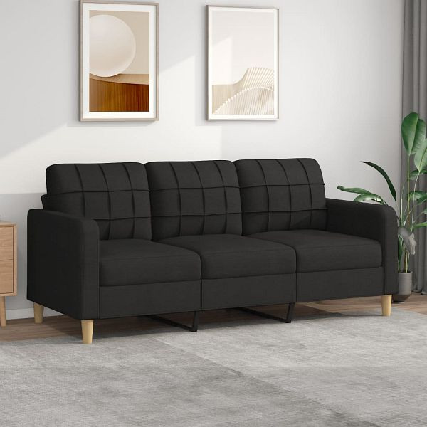 vidaXL 3-Sitzer-Sofa Schwarz 180 cm Stoff, Füllung: Schaumstoff, 359103