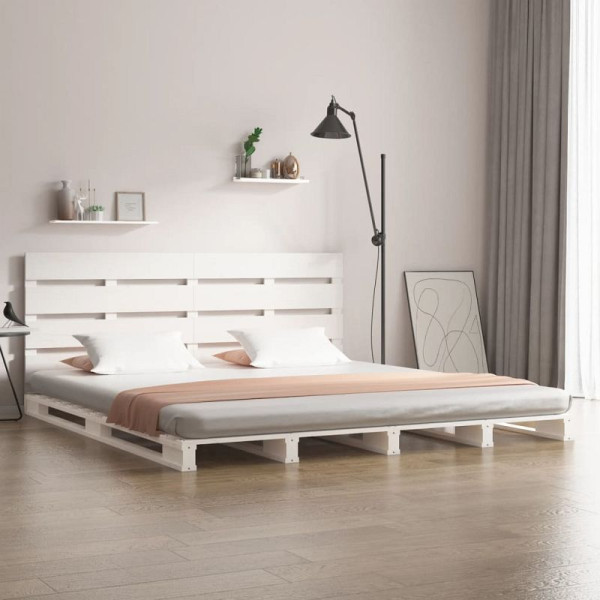 vidaXL Massivholzbett ohne Matratze Weiß 140x190 cm Kiefernholz, 3190506