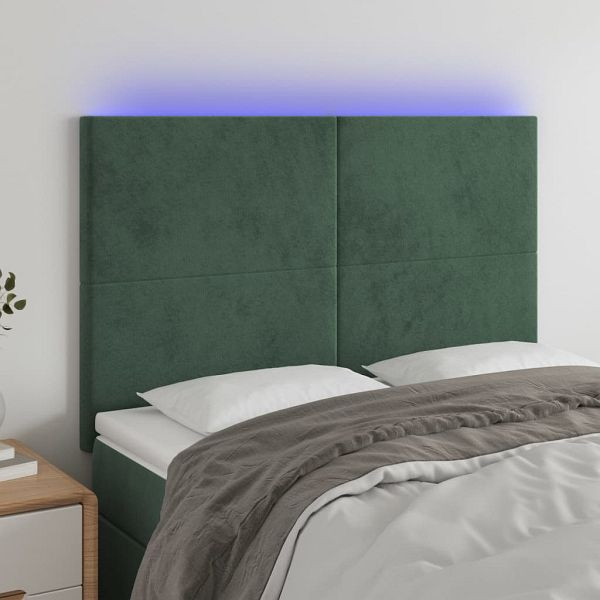vidaXL LED Kopfteil Dunkelgrün 144x5x118/128 cm Samt, 3122195
