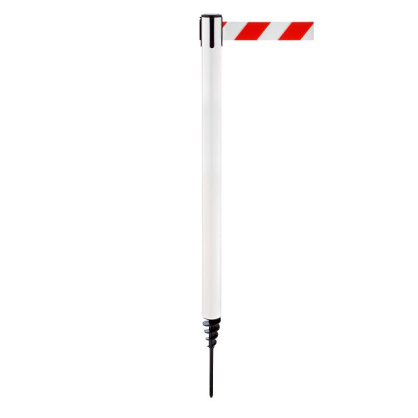 Stein HGS Personenleitsystem -P-Line Outside-, weiß, rot/weiß diagonal (schraffiert), mit Gurtendstück (Standard), 37690-1101