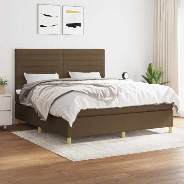 vidaXL Boxspringbett mit Matratze Dunkelbraun 180x200 cm Stoff, 3142436