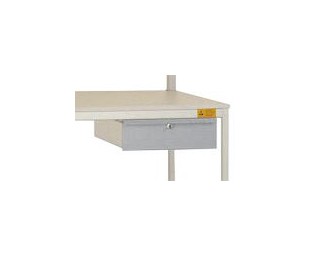 Manuflex ESD-Einzelschubfach in Alusilber ähnlich RAL 9006, mit Schloss, BxTxH = 425 x 550 x 135 mm, LD4123.9006
