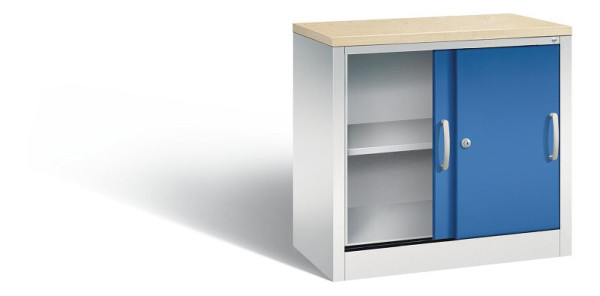 C+P Sideboard mit Schiebetüren Acurado, H720xB800xT400mm, Farbe: Lichtgrau / Enzianblau, Bügelgriff, 2 OH, 5722-00 S10422