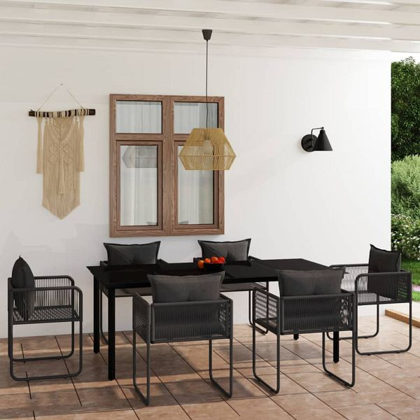 vidaXL 7-tlg. Garten-Essgruppe Schwarz, Top-Qualität, 3099081