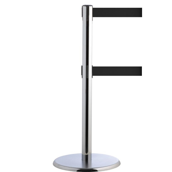 Stein HGS Personenleitsystem -P-Line Duo-, chrom, schwarz, mit magnetischem Gurtendstück, Gurtlänge: 2 x 2,3 m, 14148-0404