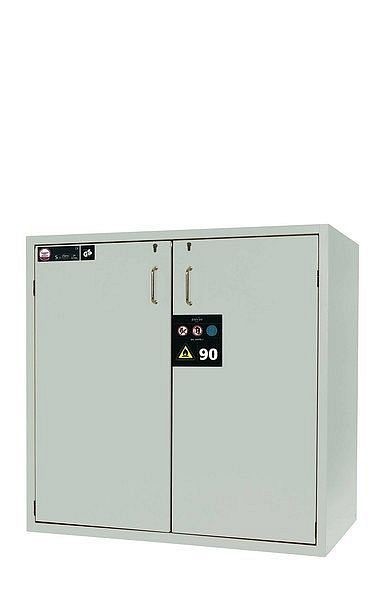 asecos Sicherheitsschrank S-CLASSIC-90, S90.129.120.WDAS in lichtgrau RAL 7035 mit 2x Auszugswanne Standard (Edelstahl), 30122-001-30169