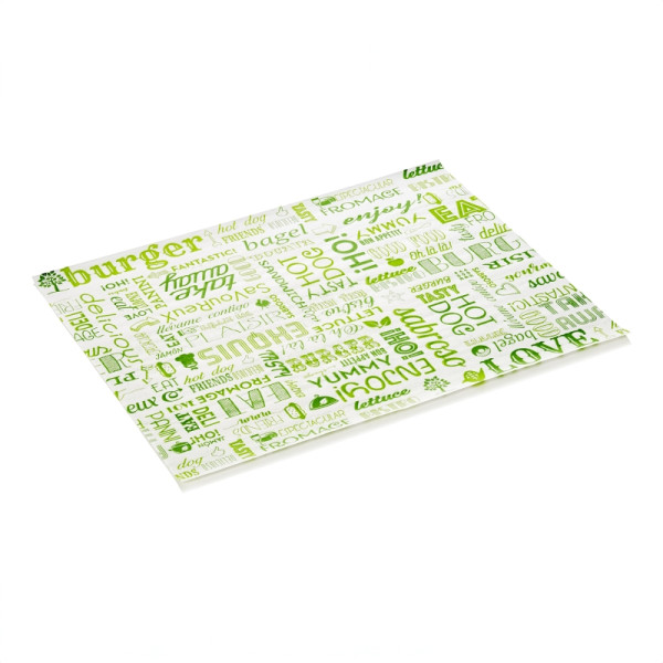 WAS Burgerpapier Veggie Set WRAP & GO, 28 x 34 cm, Set á 1000 Stück, Fettpapier, 9995434