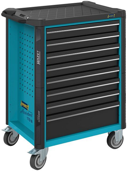 Hazet Werkstattwagen Assistent, Kunststoff-Arbeitsplatte, 8 Schubladen, Schubfächer flach: 7x 77x522x398 mm, 179N-8