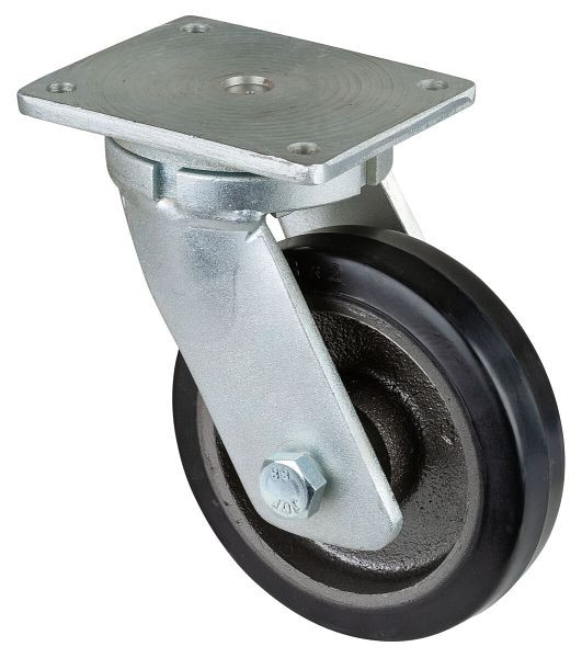 BS Rollen Schwerlastrolle, Rad-Breite 50 mm, Rad-Ø 200 mm, Tragfähigkeit 450 kg, Elastik-Reifen schwarz, Radkörper Guss, Kugellager, RR100.B81.201