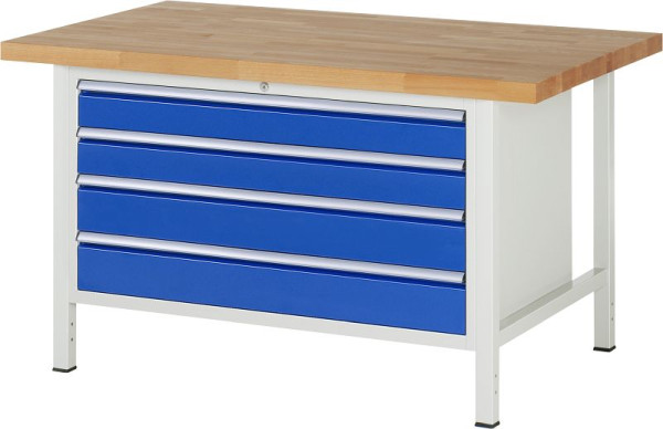 RAU Werkbank Serie 8000 - Modell 8362, B1500 x T900 x H840-1040 mm, Systemunterbau B1235 x T850 x H800-1000 mm, 03-8362A2-159B4H.11