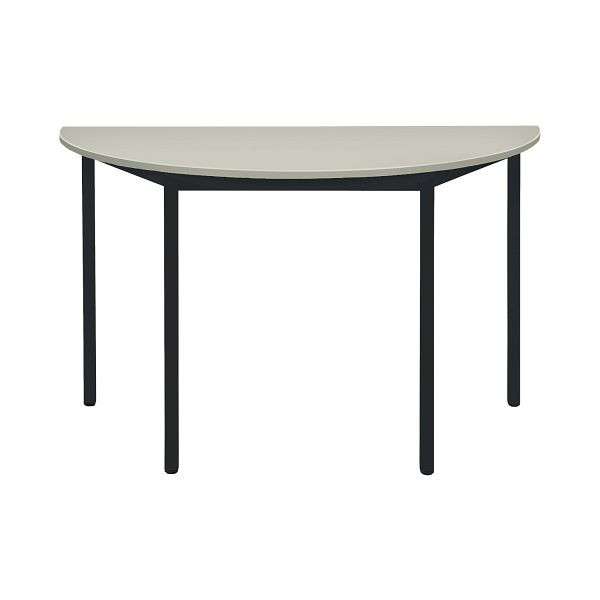 Bisley Mehrzwecktisch, Halbrund, Breite 1200 mm, Tiefe 600 mm, 25mm Tischstärke, 333 schwarz x G grau, MTC25H1206G333