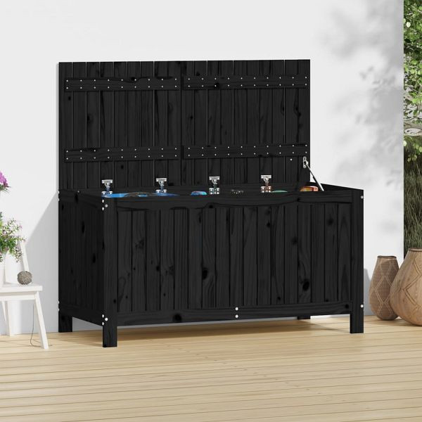 vidaXL Gartentruhe Schwarz 121x55x64 cm Massivholz Kiefer, 823847