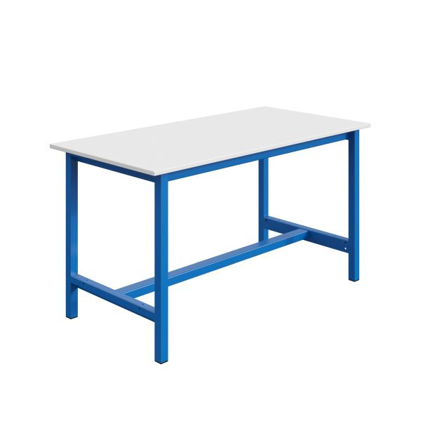 SOFAME PTH Werkbank B 2000 x T 750 x H 830mm, RESITOP Laminat-Arbeitsplatte 30 mm, Himmelblau RAL 5015, W010020084BI