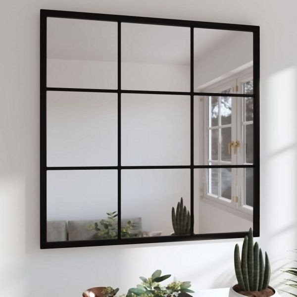vidaXL Wandspiegel Schwarz 60x60 cm Abmessung Metall, 342206