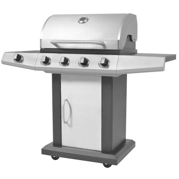 vidaXL Gasgrill 4+1 Flammen Schwarz und Silbern, 43046