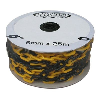 HMR Kunststoffkette 8 mm gelb/schwarz, Rolle 25 m, 34.030.22