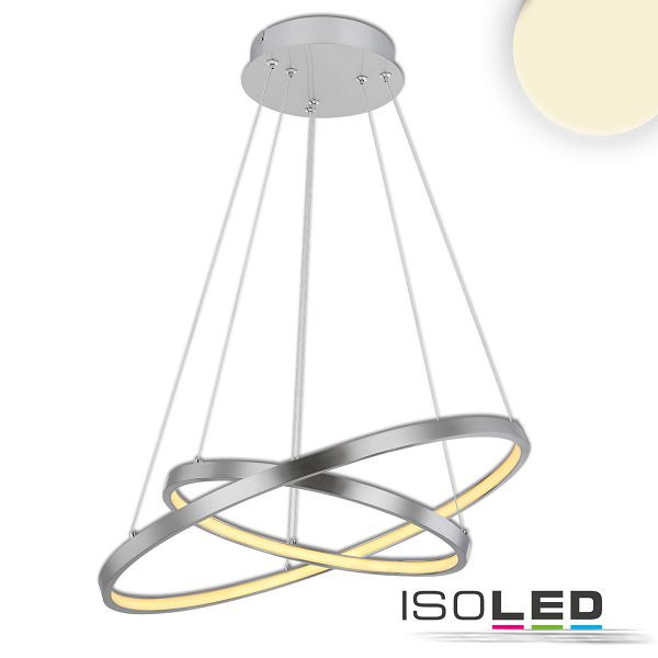 ISOLED LED Hängeleuchte Ring 18W+23W, silber, warmweiß, 115660