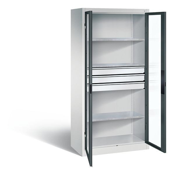 C+P Werkzeugschrank Acurado, H1950xB930xT500mm, Farbe: Lichtgrau / Anthrazitgrau, Muldengriff, 8921-55302 S10018
