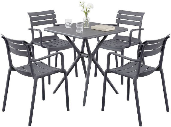 CLP Gartenmöbel-Set Avena mit 4 Stühlen, dunkelgrau, 328050