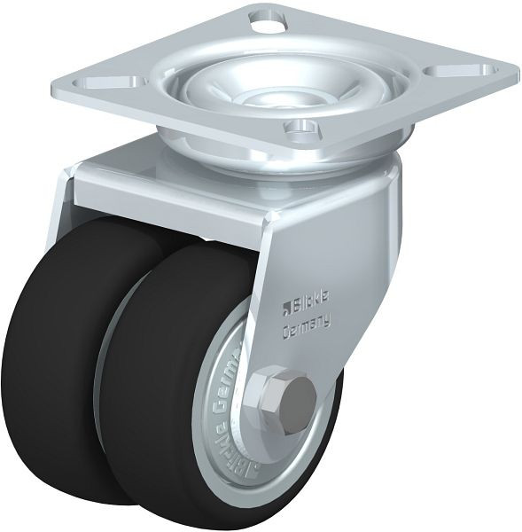 Blickle LDA-PATH 50K-FK Apparate-Doppel-Lenkrolle mit Anschraubplatte, Thermoplastisches Polyurethan, Grau, 757033