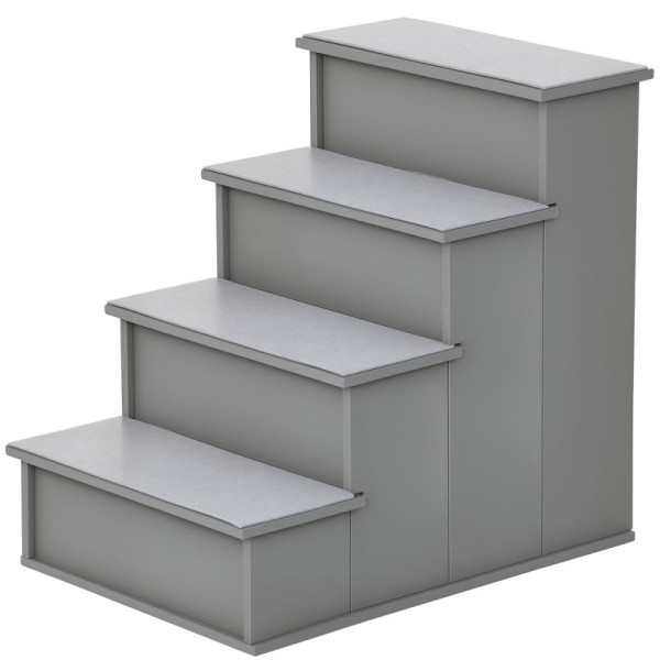 PawHut Haustiertreppe, für Hunde/Katzen, 4-stufig, Kurzplüsch, bis 30 kg, 40 x 59 x 54,2 cm, Grau, D06-078GY
