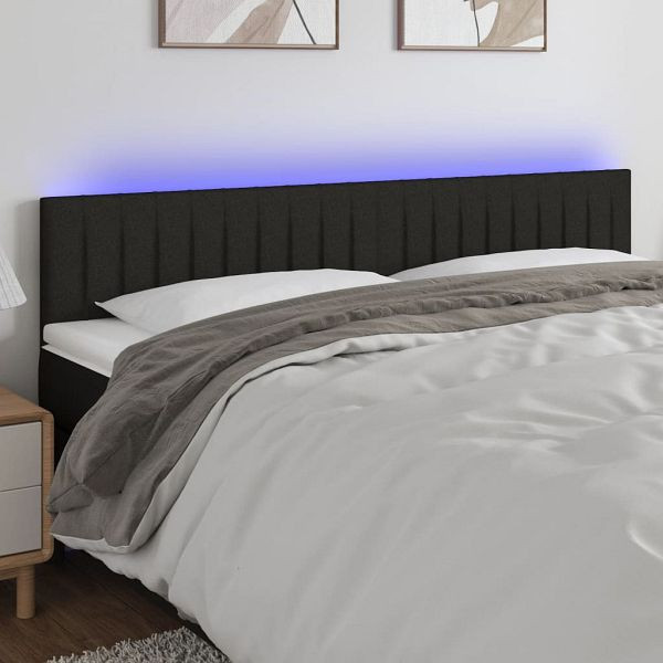 vidaXL LED Kopfteil Schwarz 200x5x78/88 cm Stoff, 3121874