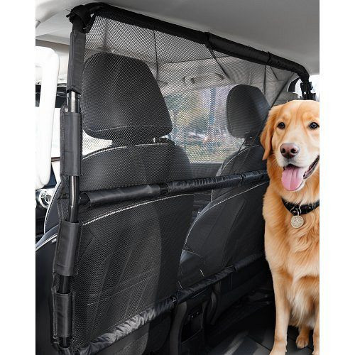 VEVOR Hunde-Autobarriere 127 cm, Trennwand Hundegitter zur Montage an Vordersitzen, schwarz, passend für SUVs und Lkws, TYTYQPTZZYJJO1U46V0
