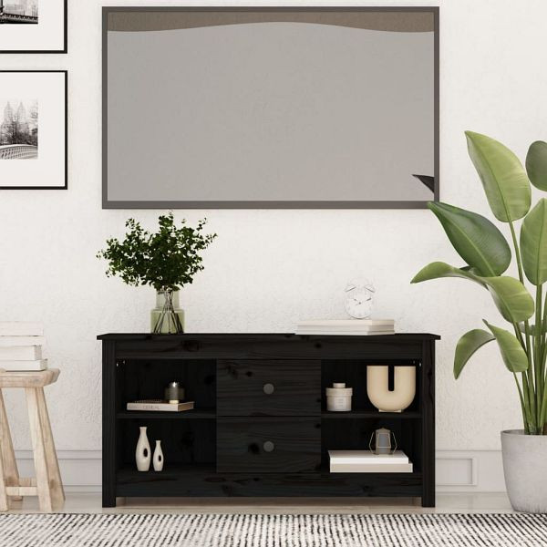 vidaXL TV-Schrank Schwarz 103x36,5x52 cm Massivholz Kiefer, 814573