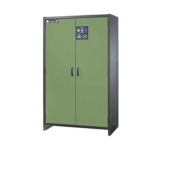 asecos Feuerbeständiger Gefahrstoffschrank Typ 30, 2-türig, 259 kg, mit Stahlblechtüren, Türen resedagrün, 3100304830003