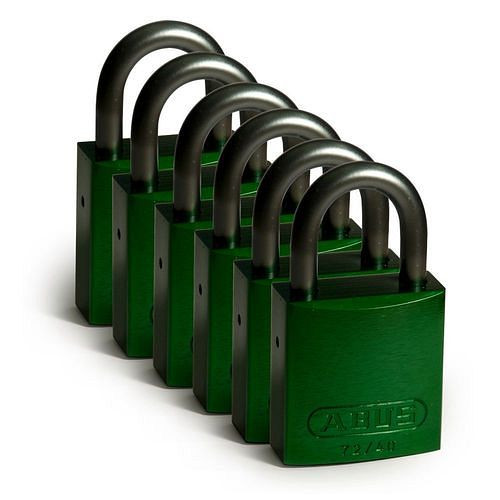 Brady Vorhängeschlösser aus Aluminium, VE: 6 Stück, lichte Bügelhöhe 25,40 mm, grün, 307980
