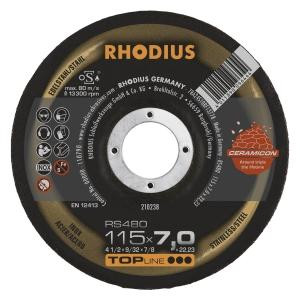 Rhodius TOPline RS480 Schruppscheibe, Durchmesser [mm]: 115, Stärke [mm]: 7, Bohrung [mm]: 22.23, VE: 25 Stück, 210238