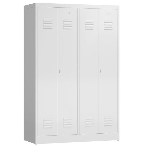 Lüllmann ClassiX Garderobenschrank, 4 Abteile, je 2 mittig schließend, 1800 x 1185 x 500 mm, signalweiß, X-510447