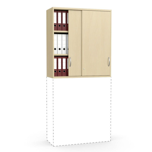 Deskin Schiebetüren-Aufsatzschrank MULTI M pro, Buchedekor, B 1000 x H 1110 x T 420 mm, 270181